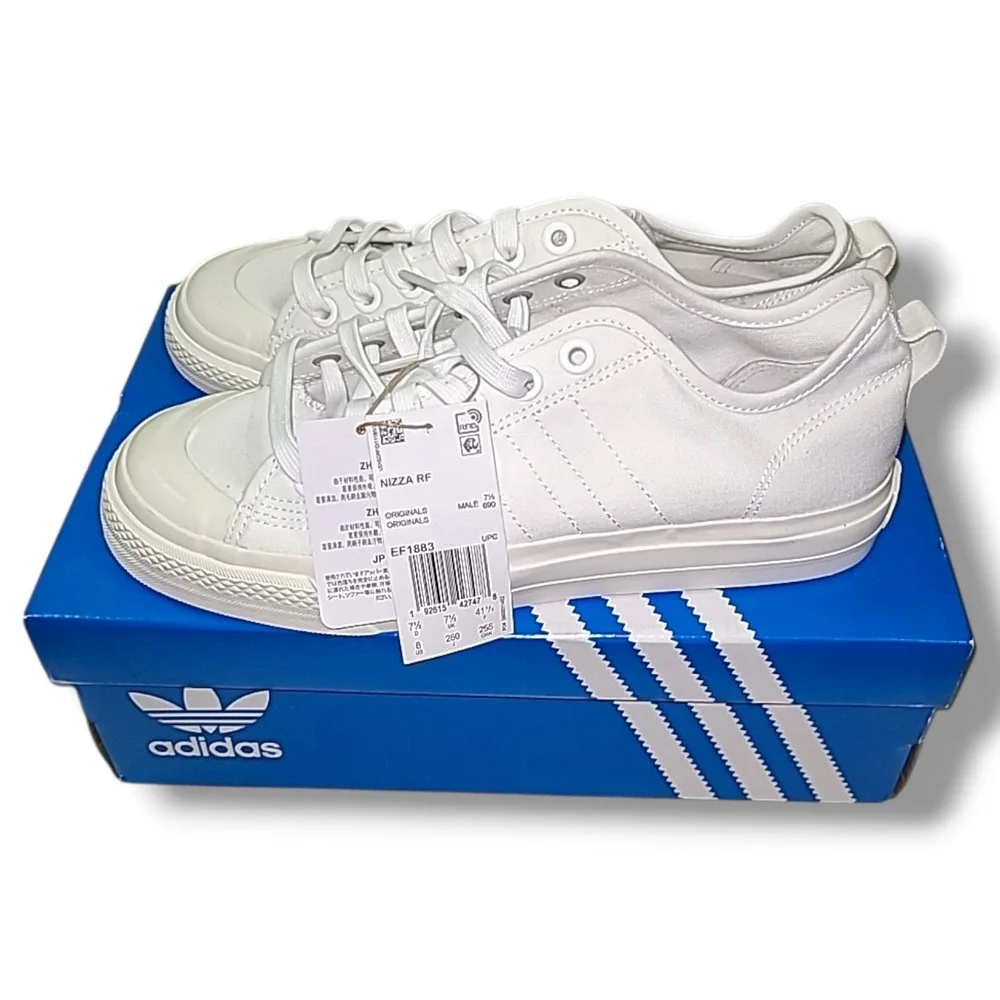 adidas Nizza RF EF1883 Triple White Men's 8 New In Box Low Top Sneakers